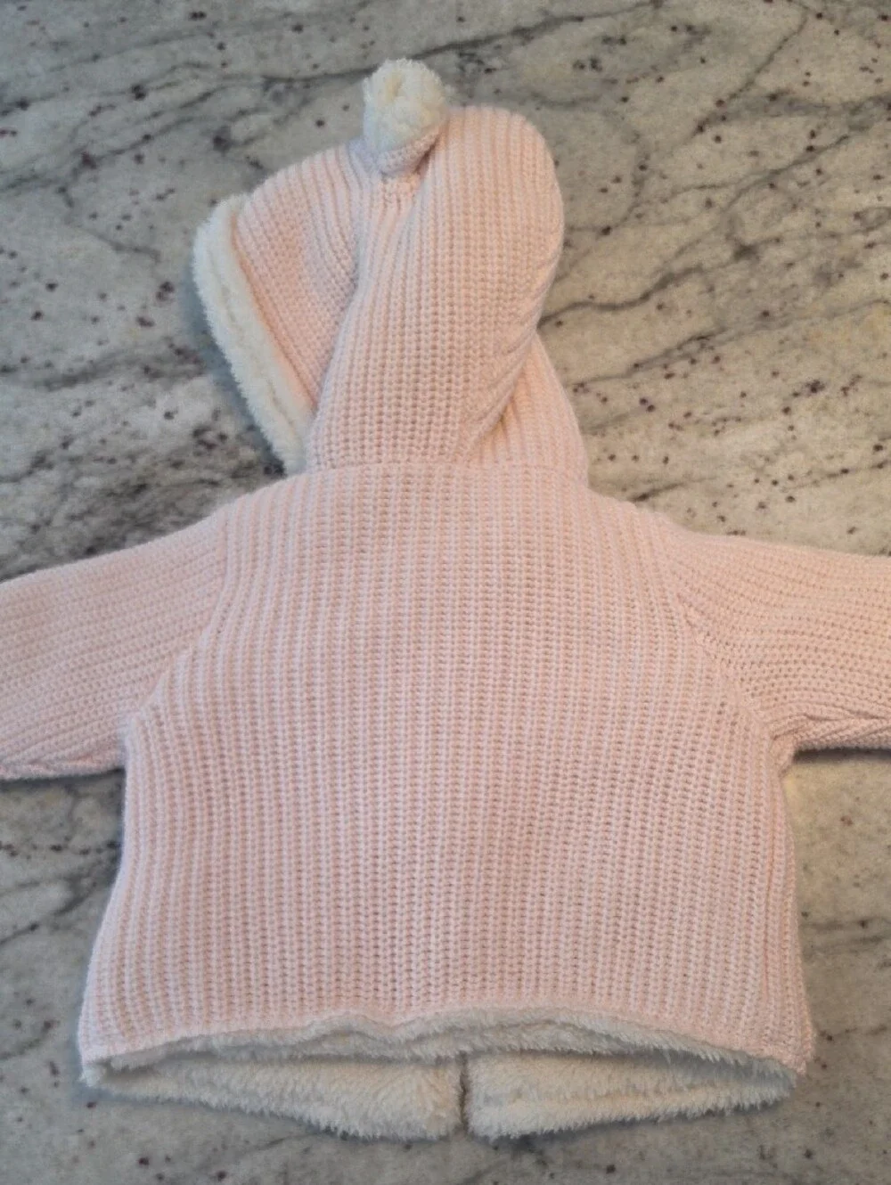 BABY GAP Pink Hooded Knit Baby Jacket 0-3 Months